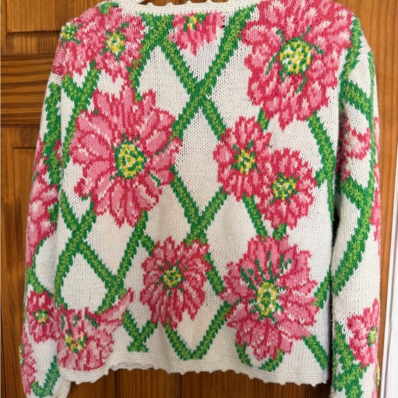 Vintage Lilly Pulitzer 3D Raised  Floral Knit Cardigan Sweater - Picture 4 of 9